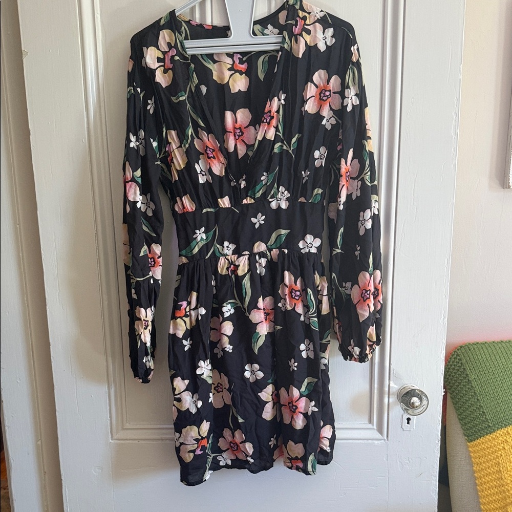 Billabong Floral Long Sleeve Mini Dress Medium